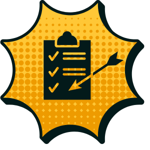 Symbol für Launch Support - Planung und Steuerung: Checkliste mit Zielpfeil