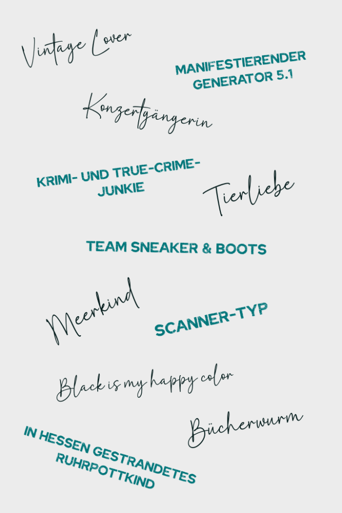 lisa auch einfach ich text Einige Worte über Lisa: Vintage Lover, Manifestierender Generator 5.1, Konzertgängerin, Krimi- und True-Crime-Junkie, Tierliebe, Team, Sneaker & Boots, Meerkind, Scanner-Typ, Black is my happy color, Bücherwurm, in Hessen gestrandetes Ruhrpottkind