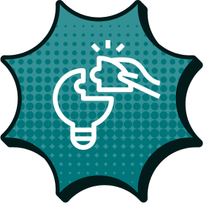 loesungsfinderin Symbol für Lösungsfinderin: Glühbirne, in die ein fehlendes Puzzlestück eingesetzt wird