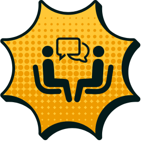 Symbol für Marketingberatung und Sparring: zwei Personen im Gespräch