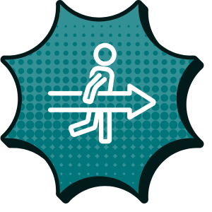 mitdenkerin Symbol für Mitdenkerin: Person, die sich gemeinsam mit einem Pfeil vorwärtsbewegt