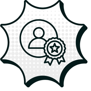 werte professionalitaet Symbol für Professionalität: Person mit Auszeichnungssiegel und Stern